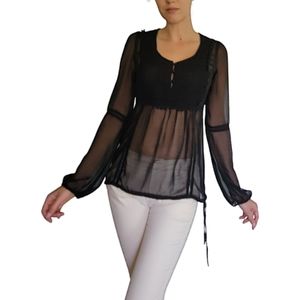 Beautiful Lace Sheer long sleeves Blouse. Color Black.